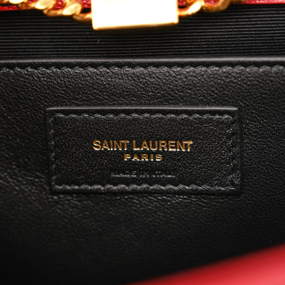 Saint Laurent Grain De Poudre Medium Monogram Kate Satchel Red 6 of 10