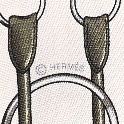 Hermes Silk Lambskin Jumping Fringed Twilly Creme Kaki Beige Dore 3 of 4