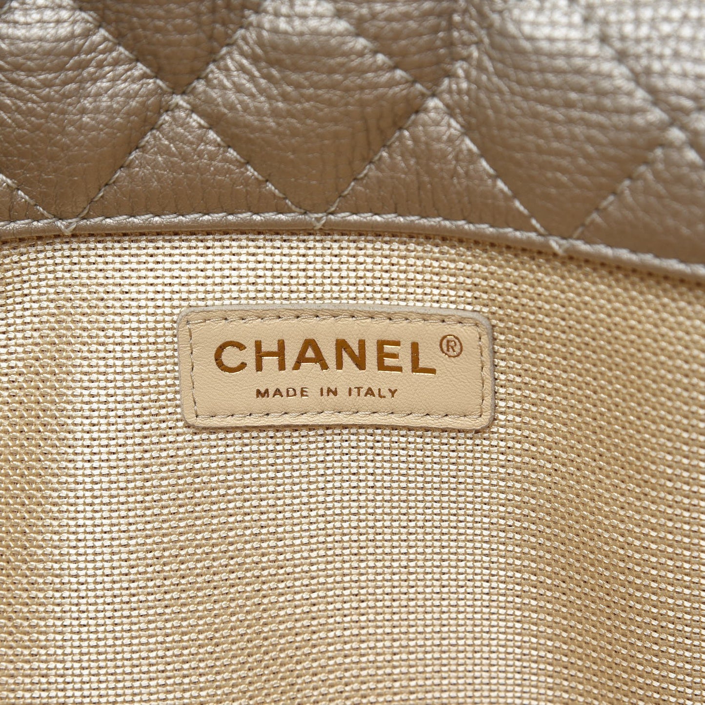 Metallic Calfskin Quilted XXL Travel Flap Bag Gold
