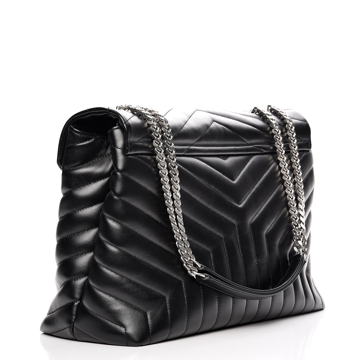 Saint Laurent Calfskin Y Quilted Monogram Large Loulou Chain Satchel Black 3 of 8