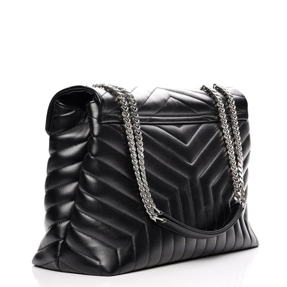 Saint Laurent Calfskin Y Quilted Monogram Large Loulou Chain Satchel Black 3 of 8