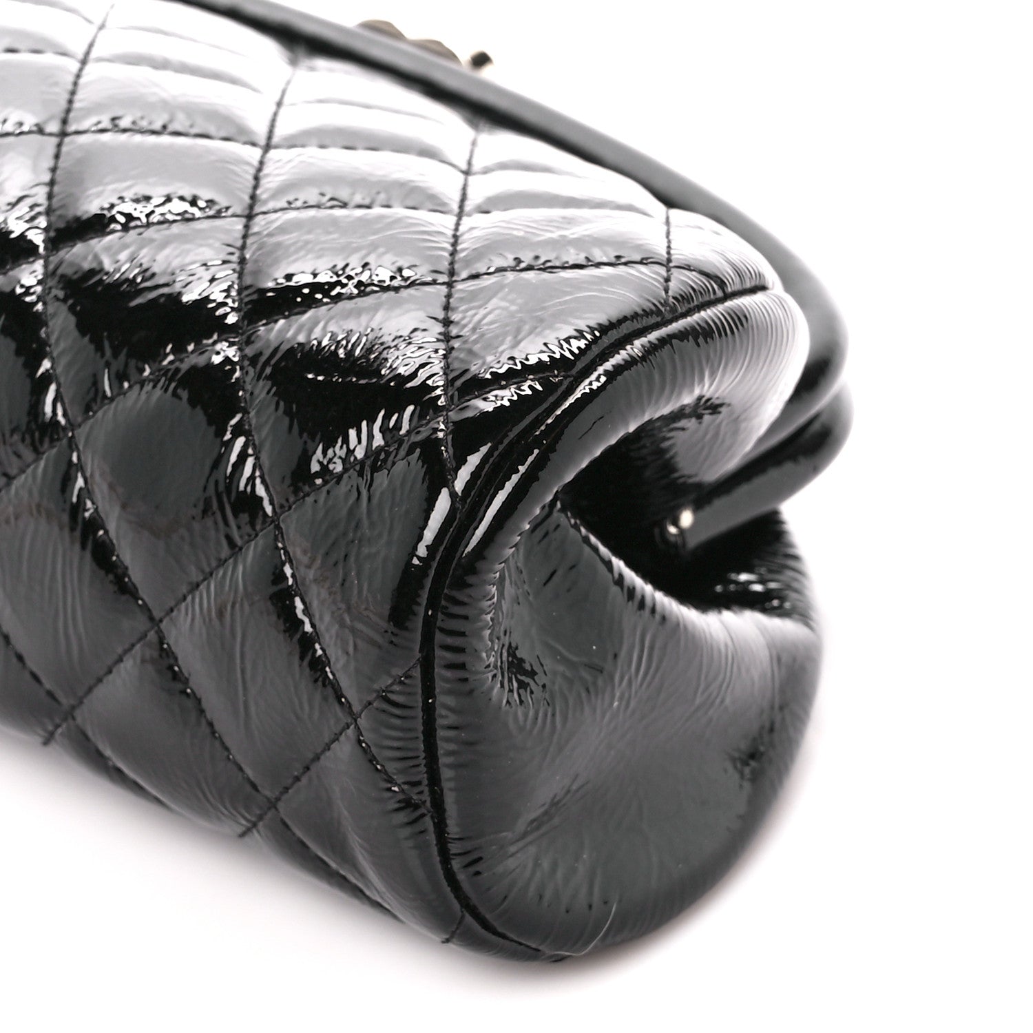 Chanel Distressed Patent Quilted Timeless Clutch Black 10 of 10