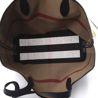 Burberry Coated Canvas Mega Check Medium Doodle Tote Black 8 of 13