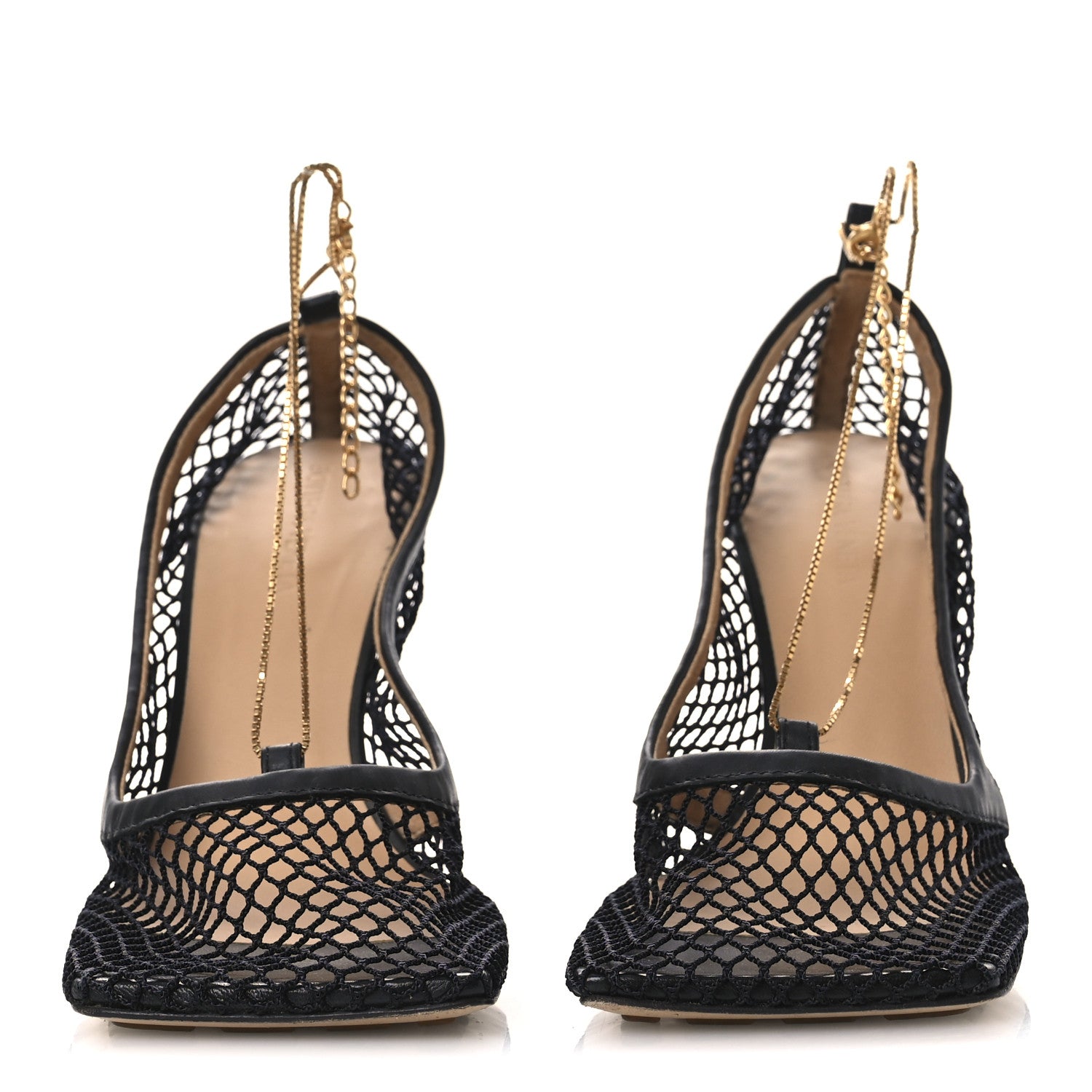 Bottega Veneta Mesh Calfskin Chain Stretch Pumps 40 Black 3 of 11