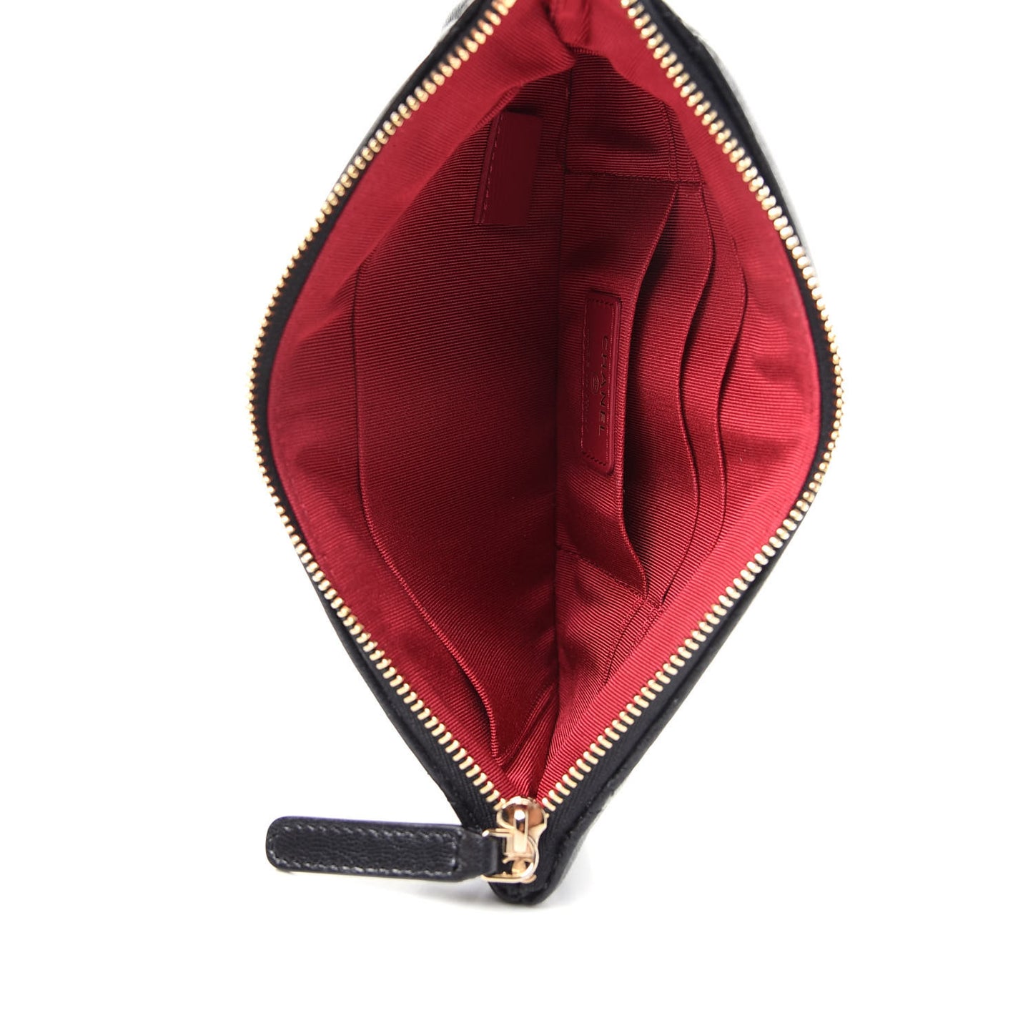 Shiny Goatskin Quilted Small Chanel 19 Pouch Black