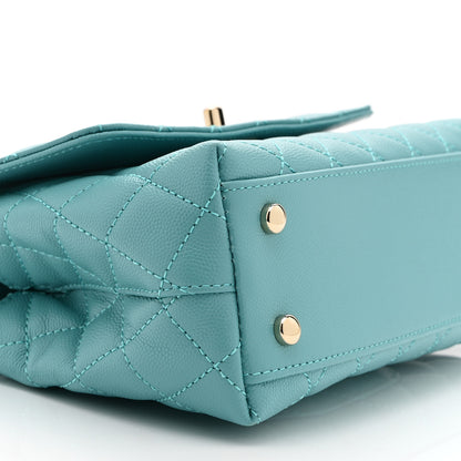 Chanel Caviar Quilted Mini Coco Handle Flap Turquoise 9 of 10