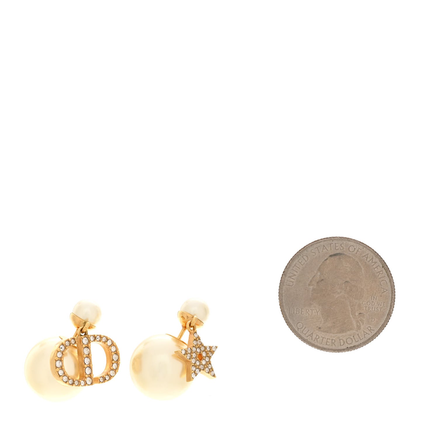 Pearl Crystal Mise En Dior Logo Tribal Earrings Gold