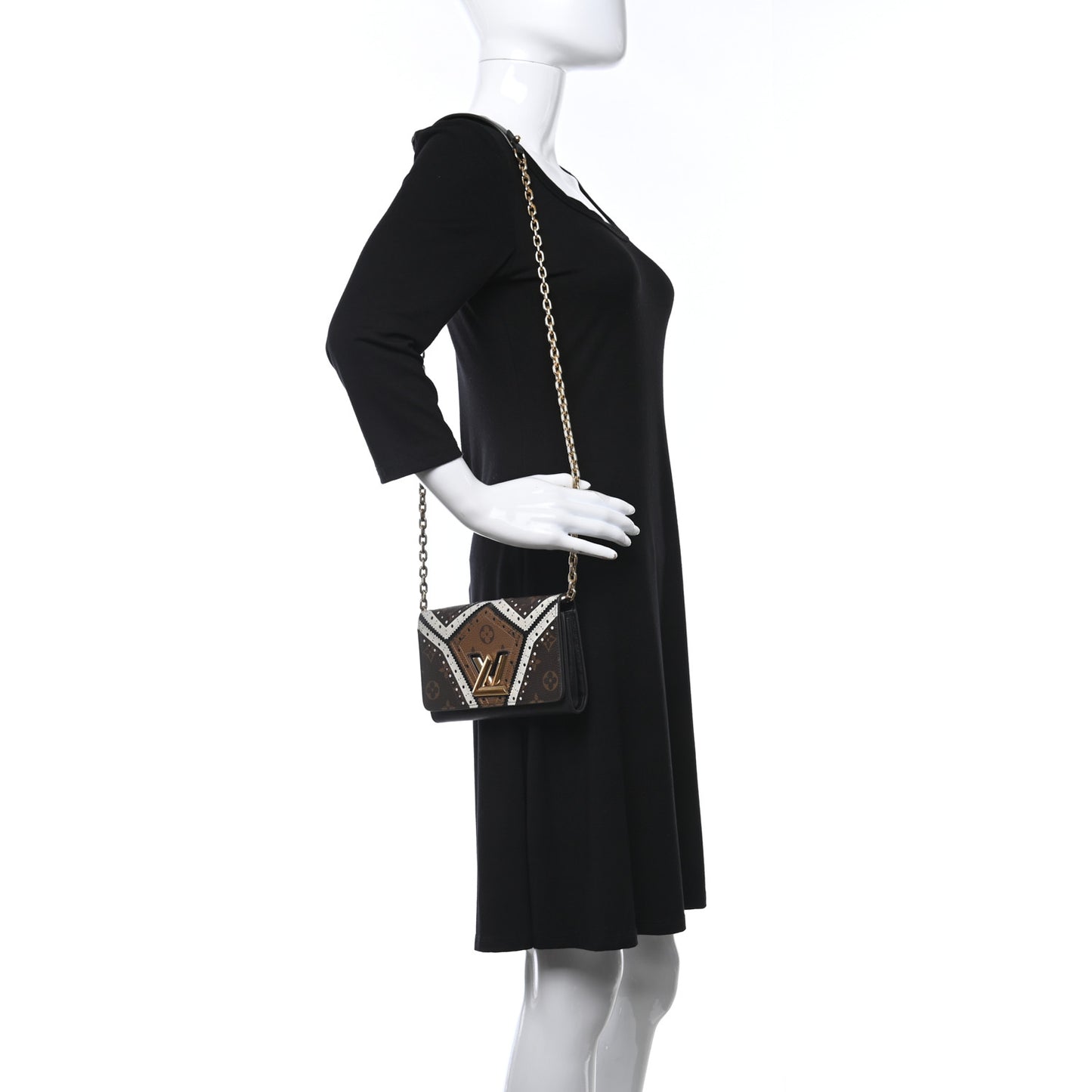 Veau Satin Monogram Twist Chain Wallet