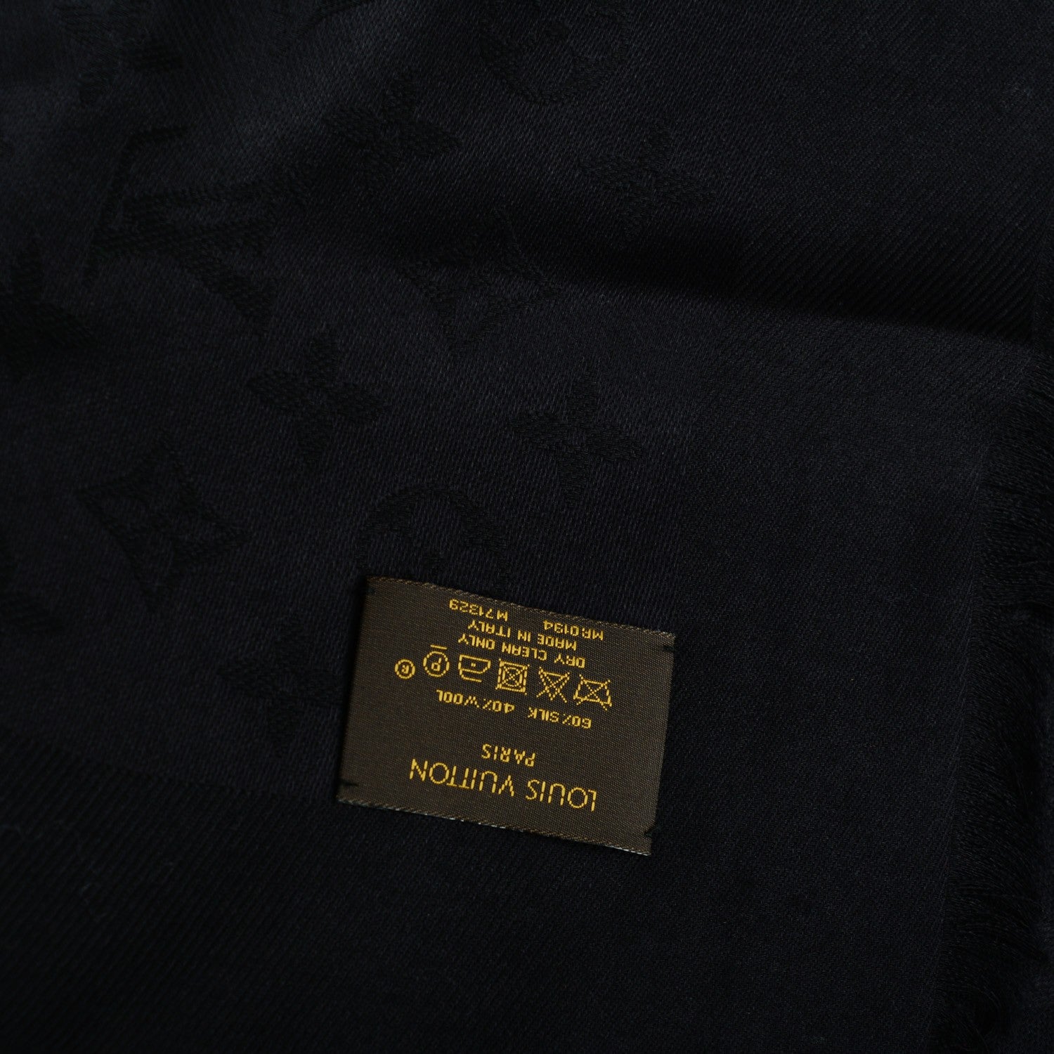 Louis Vuitton Silk Wool Monogram Shawl Black 5 of 5