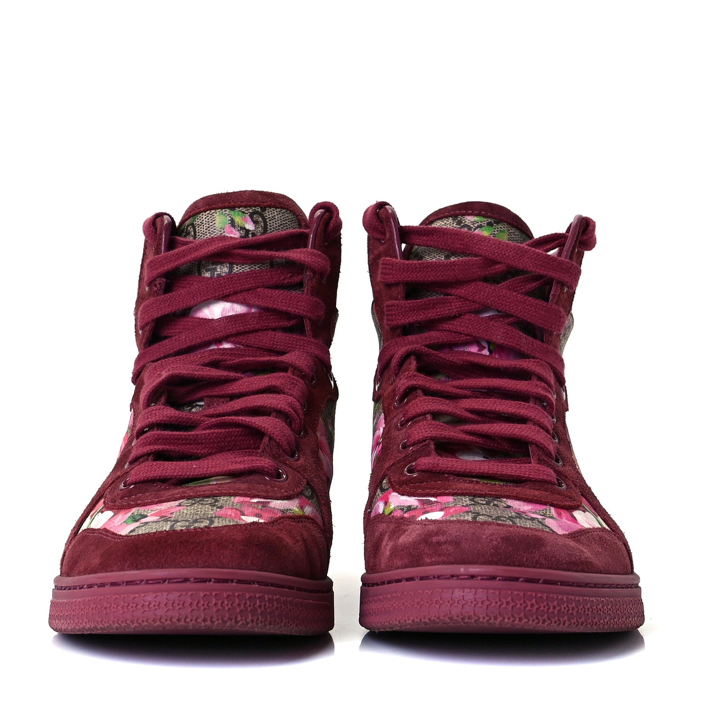 GG Supreme Monogram Blooms Womens High Top Sneakers 38.5 Beige Multicolor Dry Rose