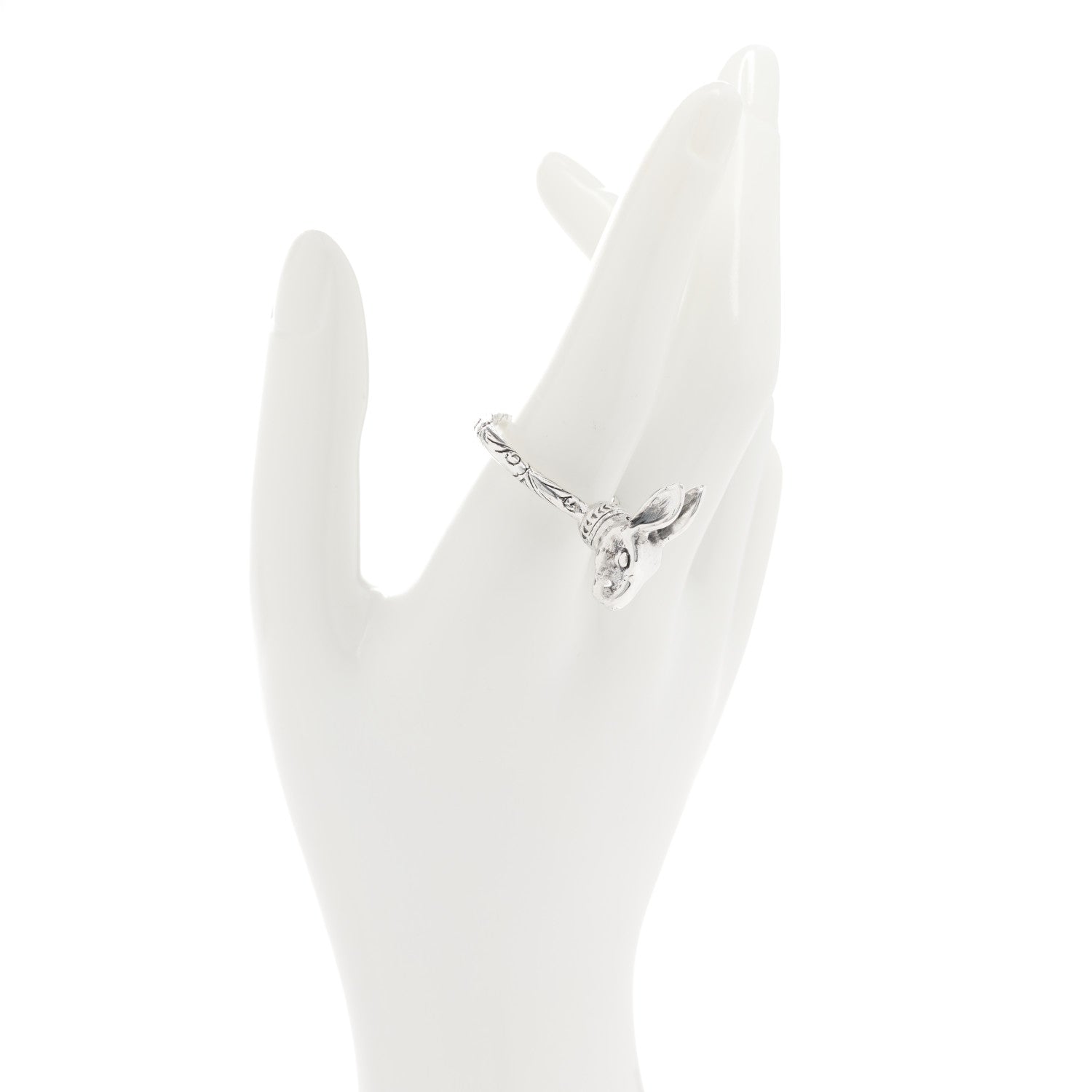 Gucci Sterling Silver Anger Forest Rabbit Head Ring 63 10.25 2 of 7