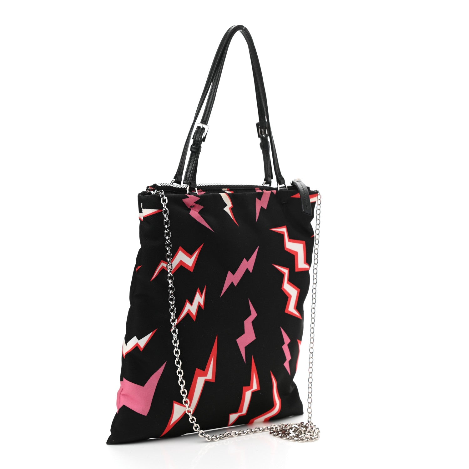 Prada X UNIVERSAL STUDIOS Tessuto Nylon Thunder Frankenstein Chain Shopping Tote Lacca 3 of 9