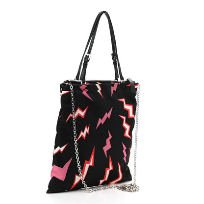 Prada X UNIVERSAL STUDIOS Tessuto Nylon Thunder Frankenstein Chain Shopping Tote Lacca 3 of 9