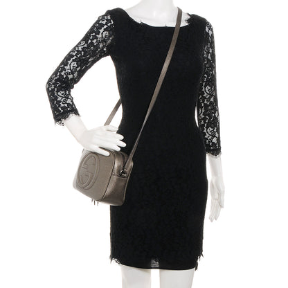 Gucci Metallic Pebbled Calfskin Small Soho Disco Bag Sasso 2 of 9