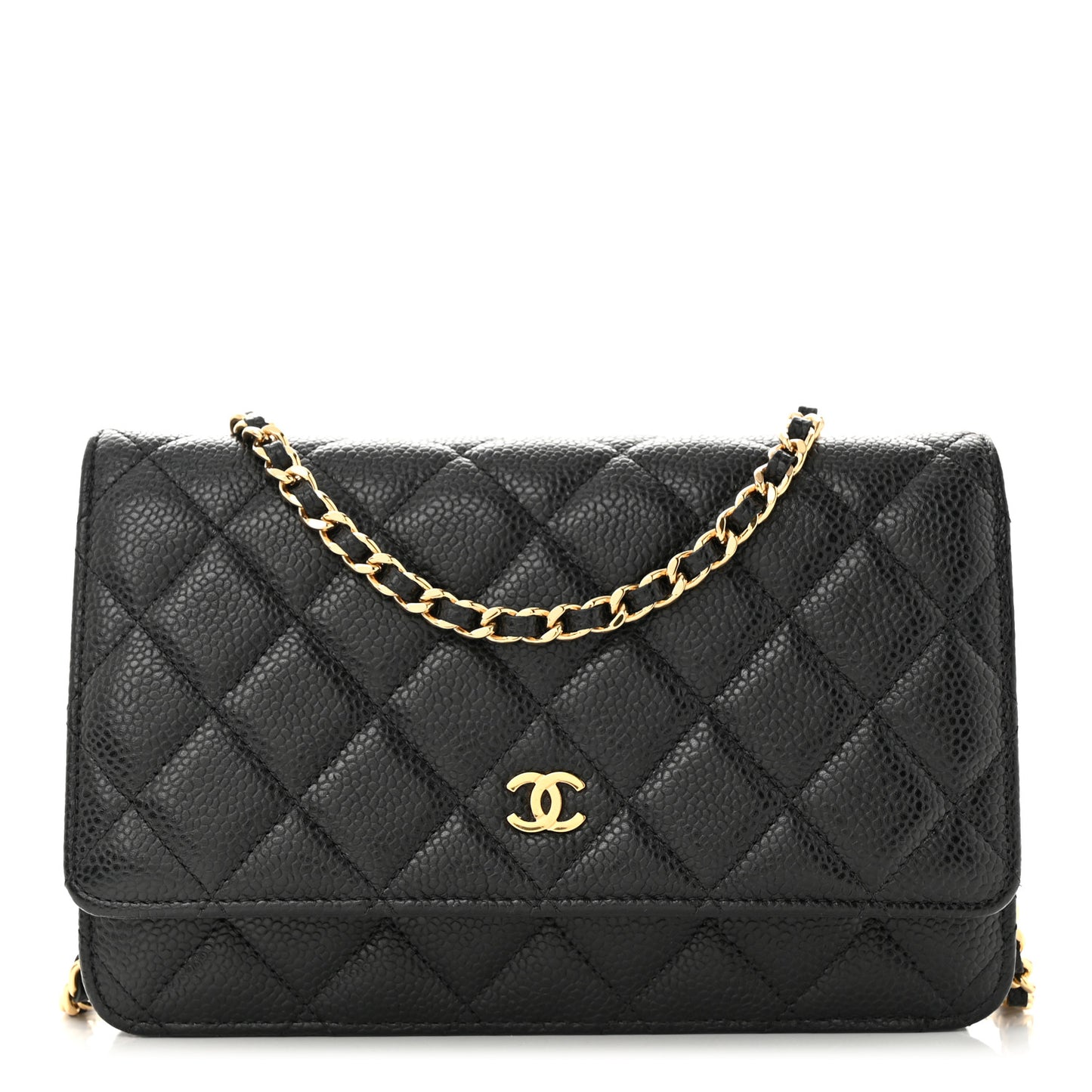 Caviar Quilted Wallet on Chain WOC Black