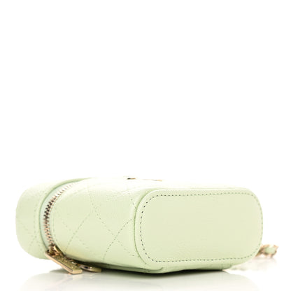Chanel Caviar Quilted Small Handle With Care Vanity Case With Chain Light Green 4 of 9