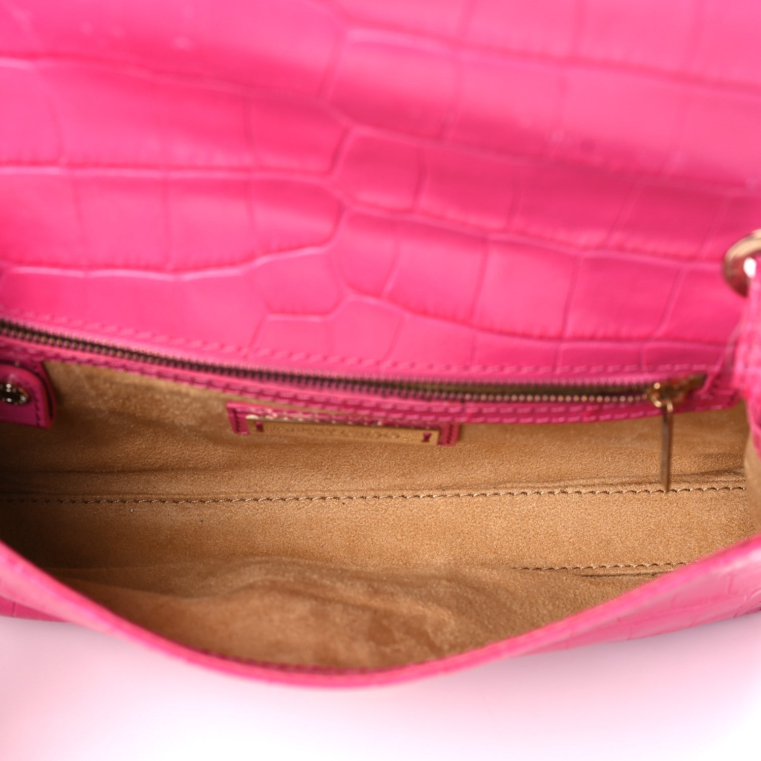 Jimmy Choo Calfskin Crocodile Embossed Rebel Bag Pink 5 of 10