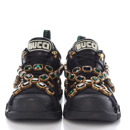 Gucci X SEGA Mesh Suede Calfskin Removable Crystals Womens Flashtrek Sneakers 41 Black Silver 2 of 9