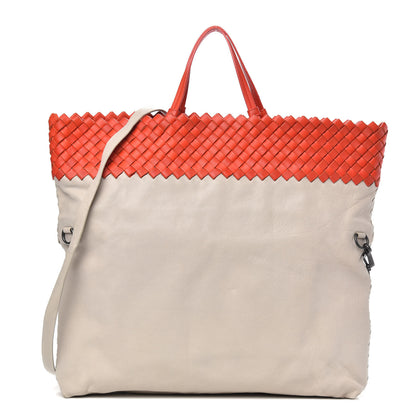 Bottega Veneta Nappa Calfskin Intrecciato Shopper Tote White Sand 1 of 9