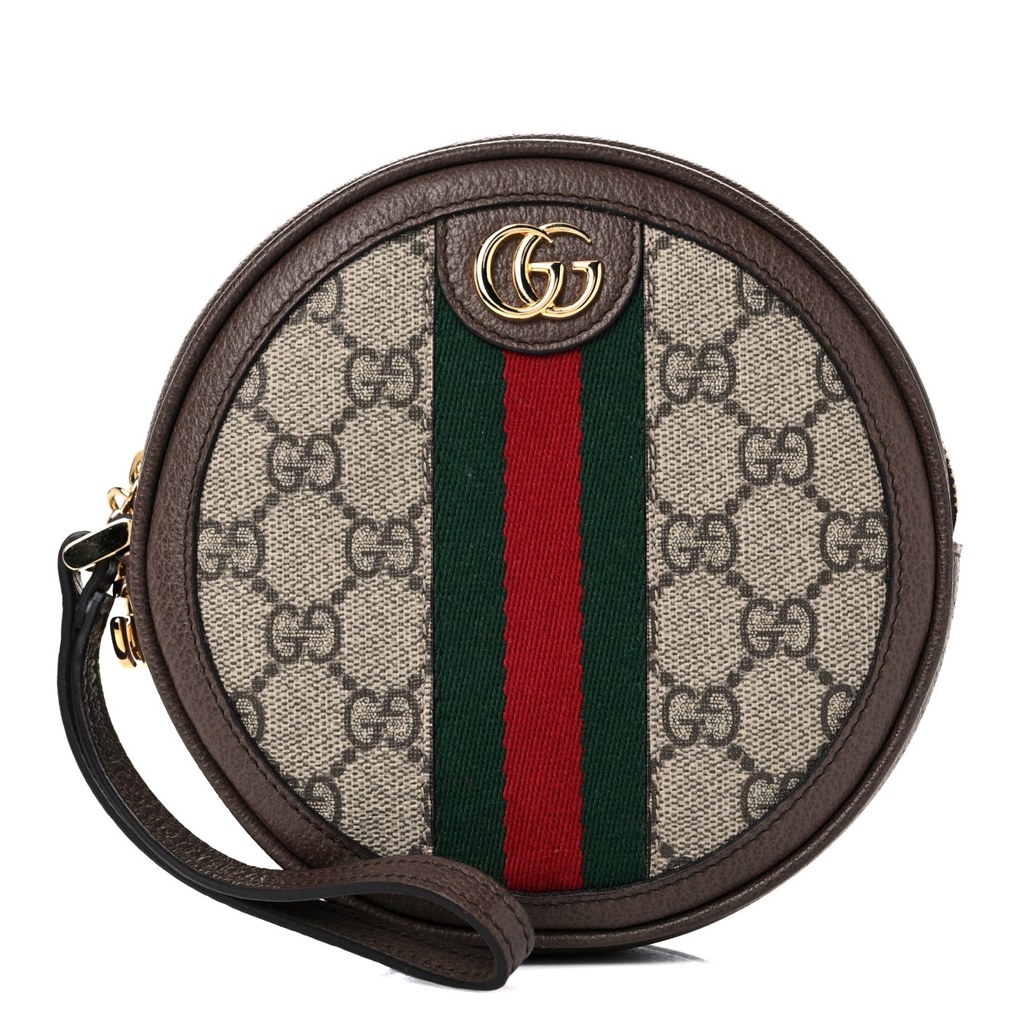 GG Supreme Monogram Web Ophidia Circle Wristlet Beige New Acero