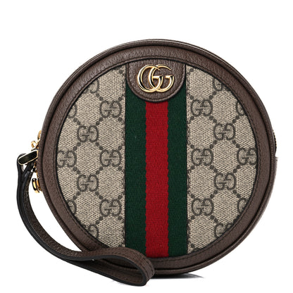 Gucci GG Supreme Monogram Web Ophidia Circle Wristlet Beige New Acero 1 of 10
