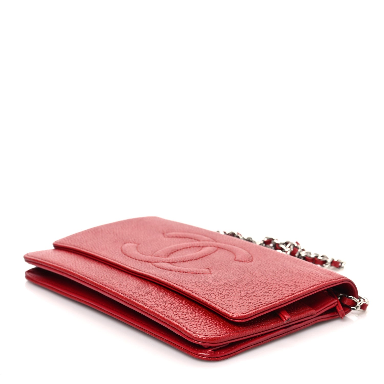 Chanel Caviar Timeless CC Wallet On Chain WOC Red 8 of 8