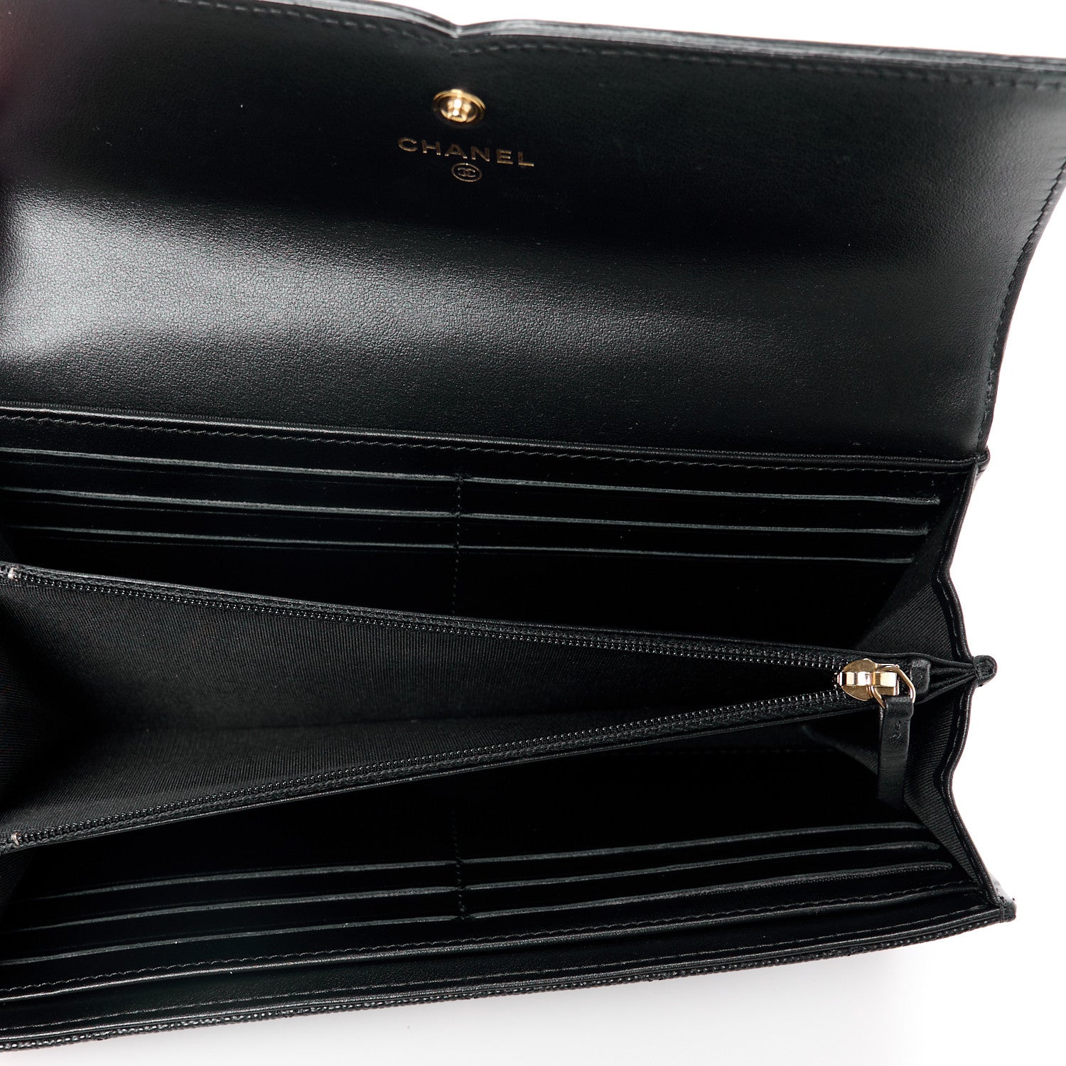 Chanel Caviar Quilted Filigree Large Gusset Flap Wallet Black 5 of 13