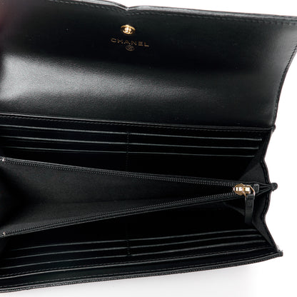 Chanel Caviar Quilted Filigree Large Gusset Flap Wallet Black 5 of 13