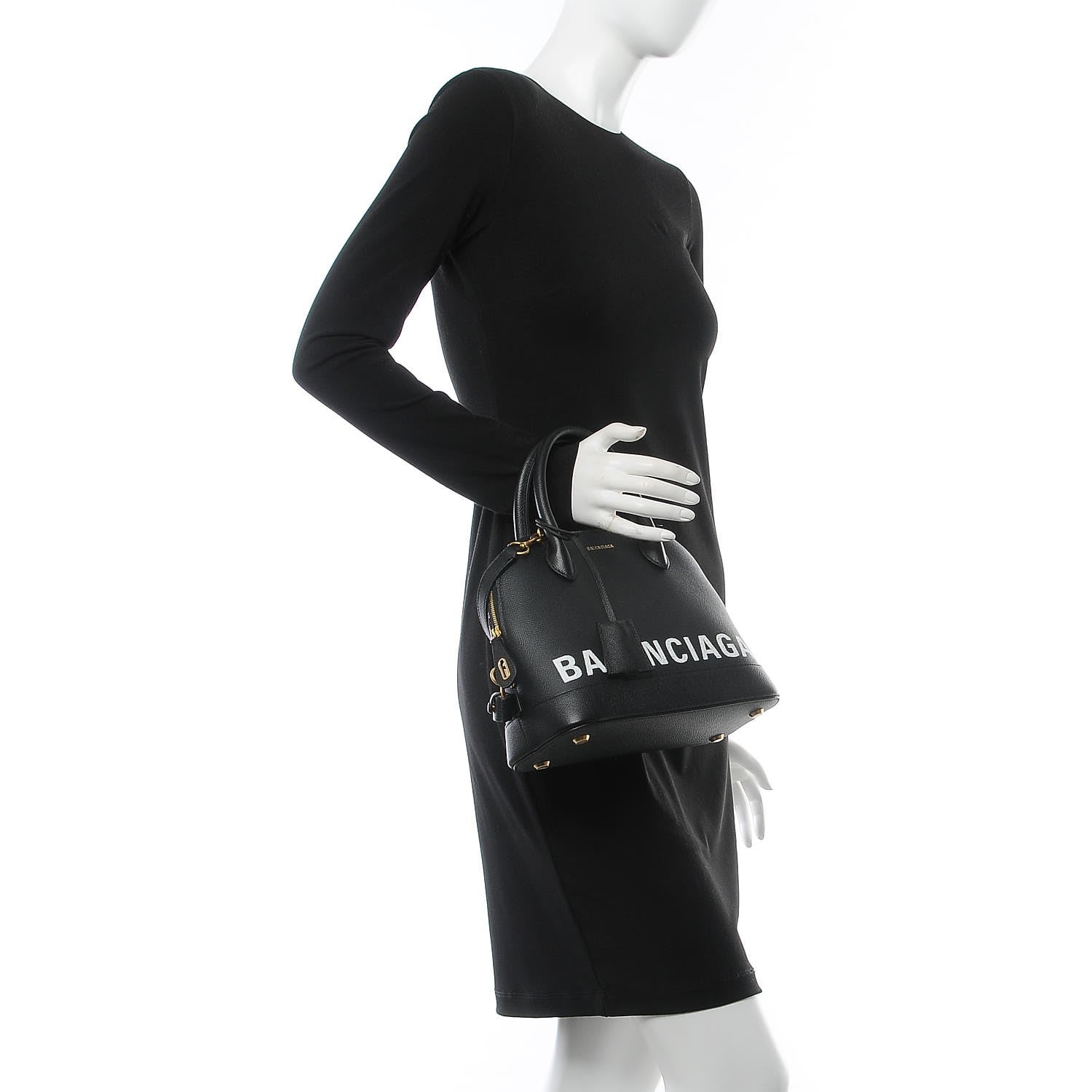 Balenciaga Signature Grained Calfskin Logo S Ville Top Handle Bag Black 2 of 10