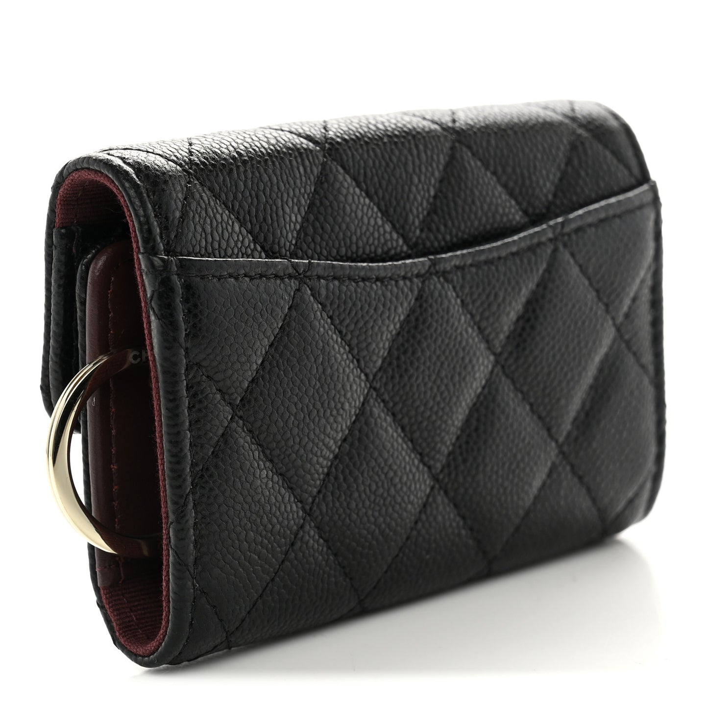 Caviar Quilted Classic 4 Key Holder Wallet Black
