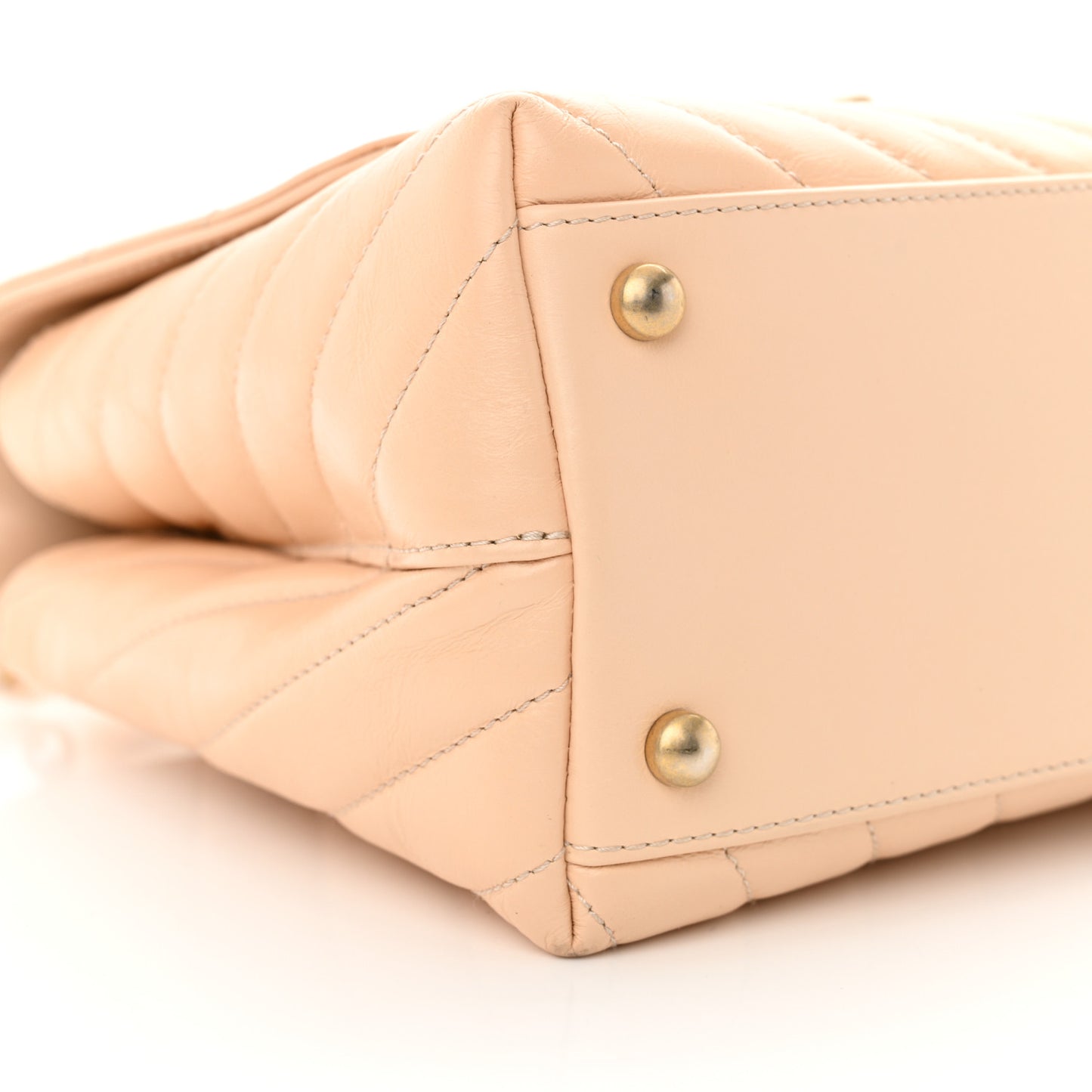 Calfskin Chevron Quilted Medium Coco Handle Flap Beige