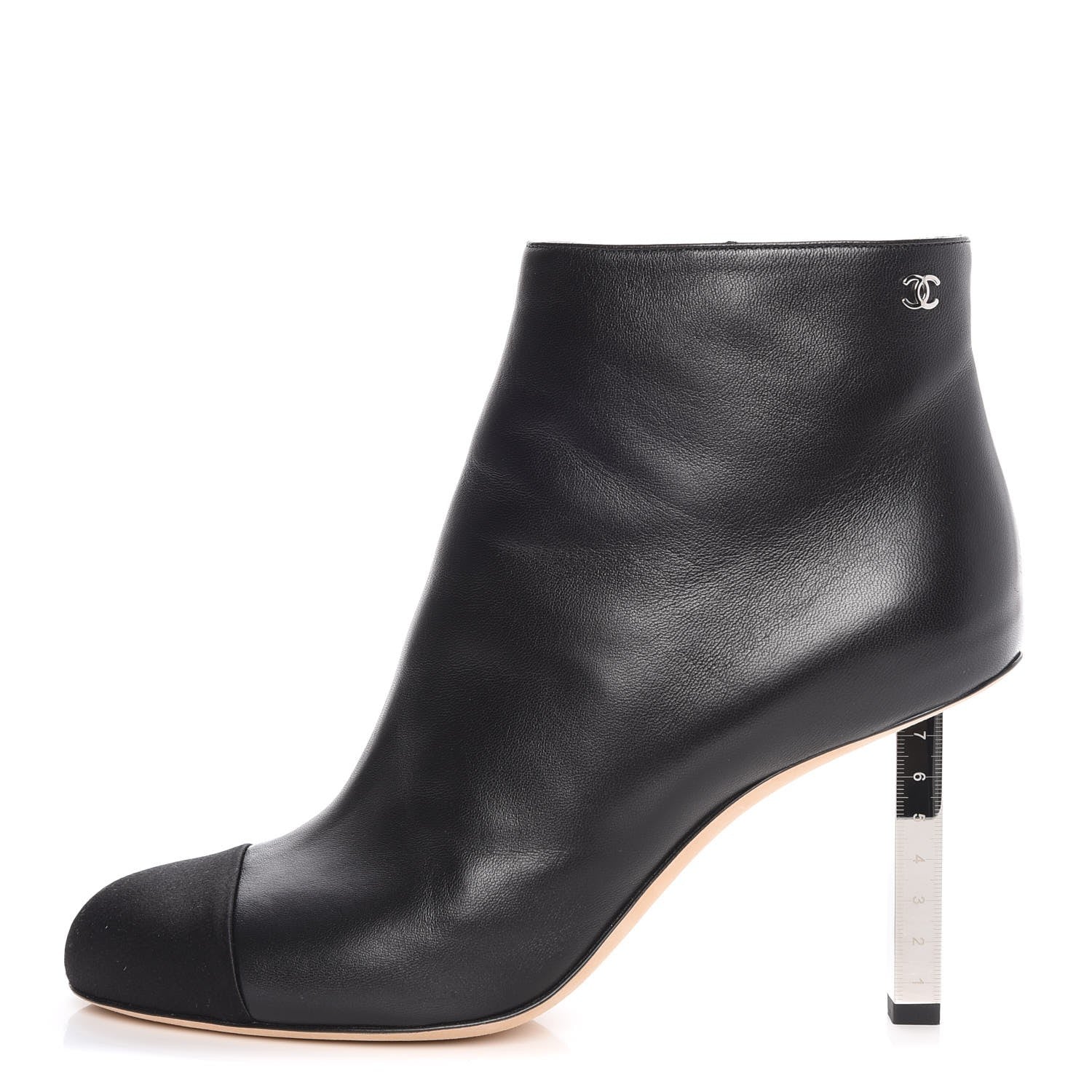 Chanel Lambskin Satin Cap Toe Ankle Boots 39 Black 1 of 10