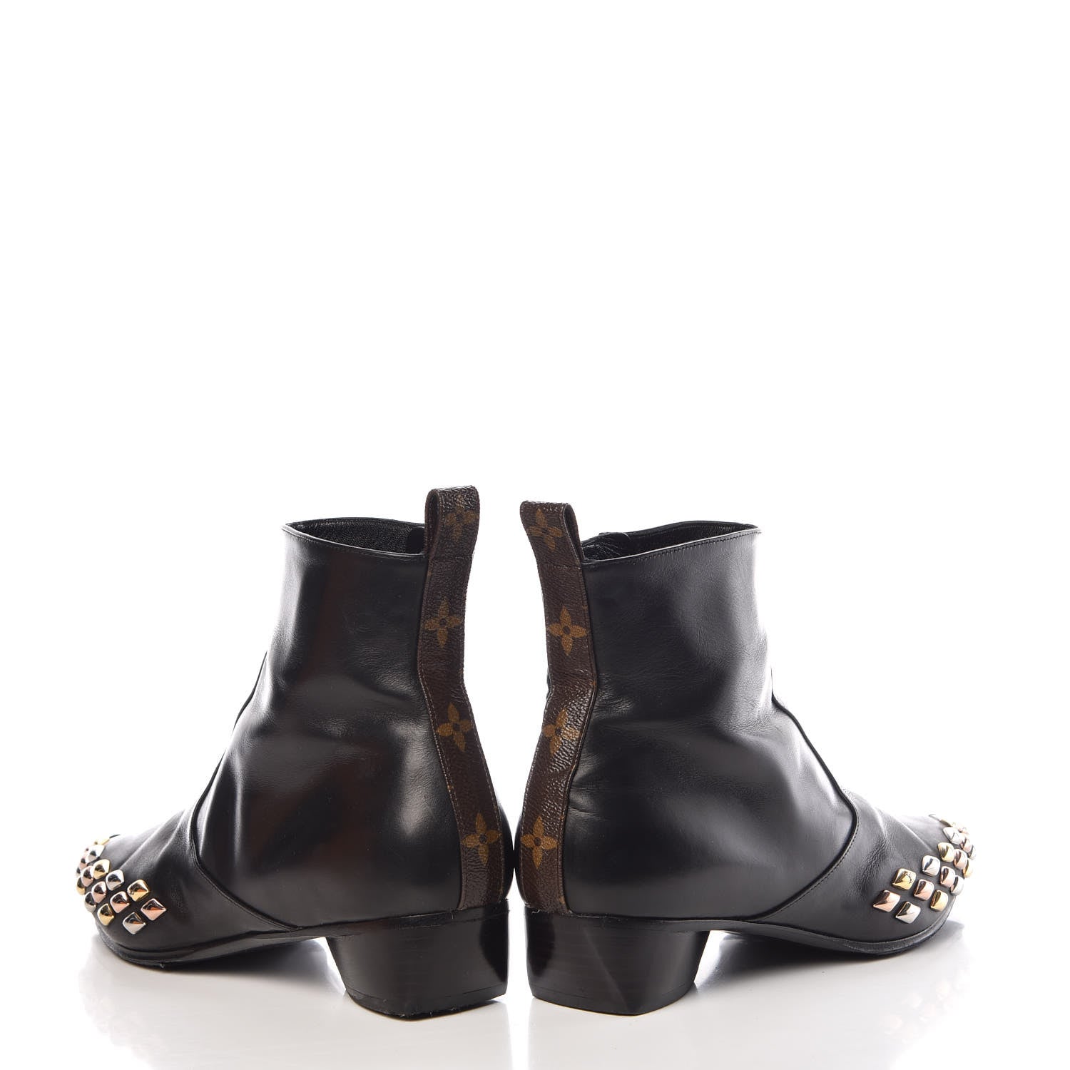 Louis Vuitton Calfskin Studded Gold Rush Flat Ankle Boots 39 Black 6 of 14