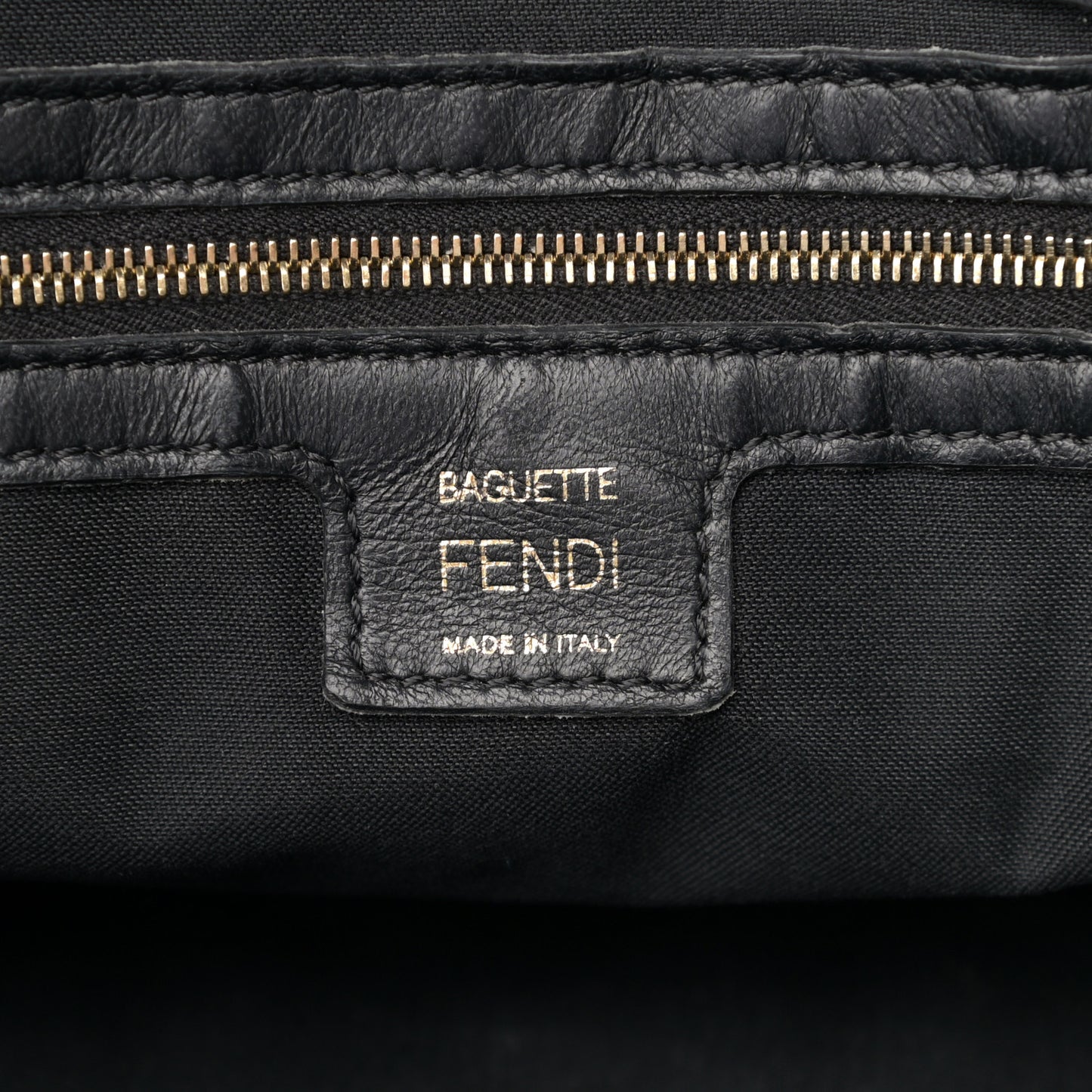 Nappa FF 1974 Embossed Large Baguette Black