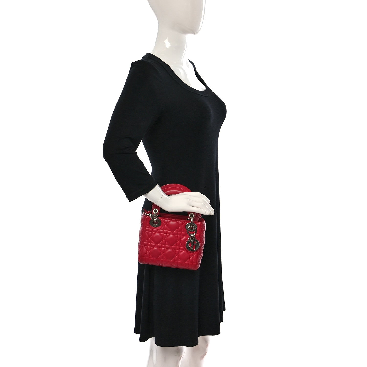 Christian Dior Lambskin Cannage Mini Lady Dior Fuchsia 3 of 17