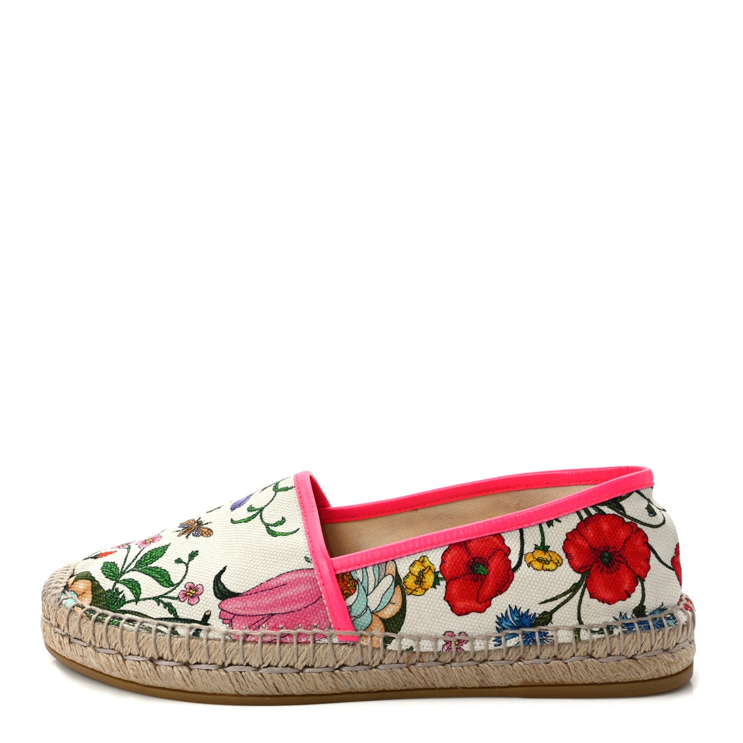 Canvas Flora Print Espadrilles 39 White Multicolor Fuxia