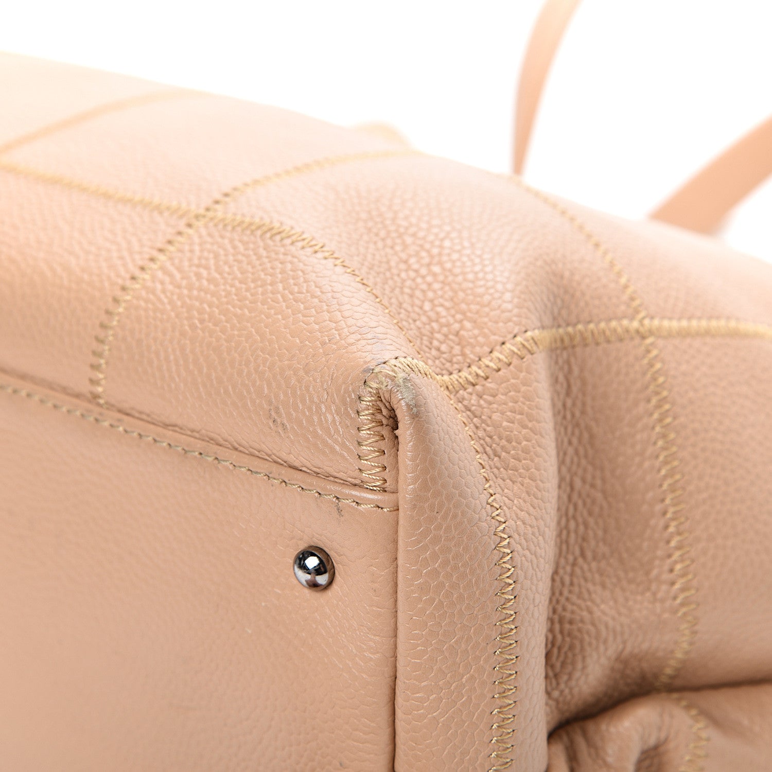 Chanel Caviar Square Stitched Tote Beige 9 of 17