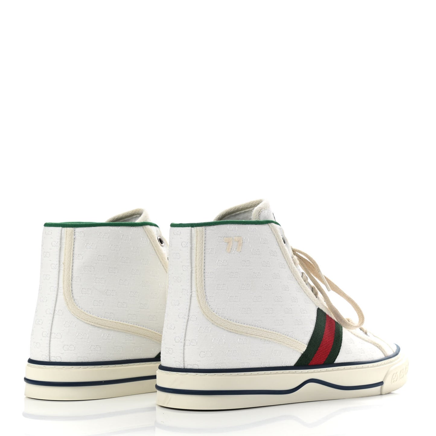 Jacquard Mini GG Monogram Web Womens 1977 Tennis High Top Sneakers 39 White