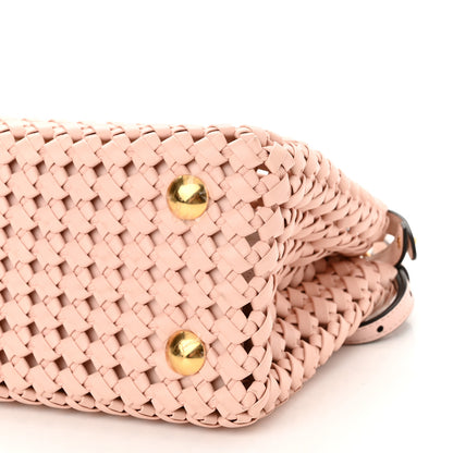 Fendi Nappa Woven Mini Peekaboo Iconic Satchel Rosa Confetto 10 of 10
