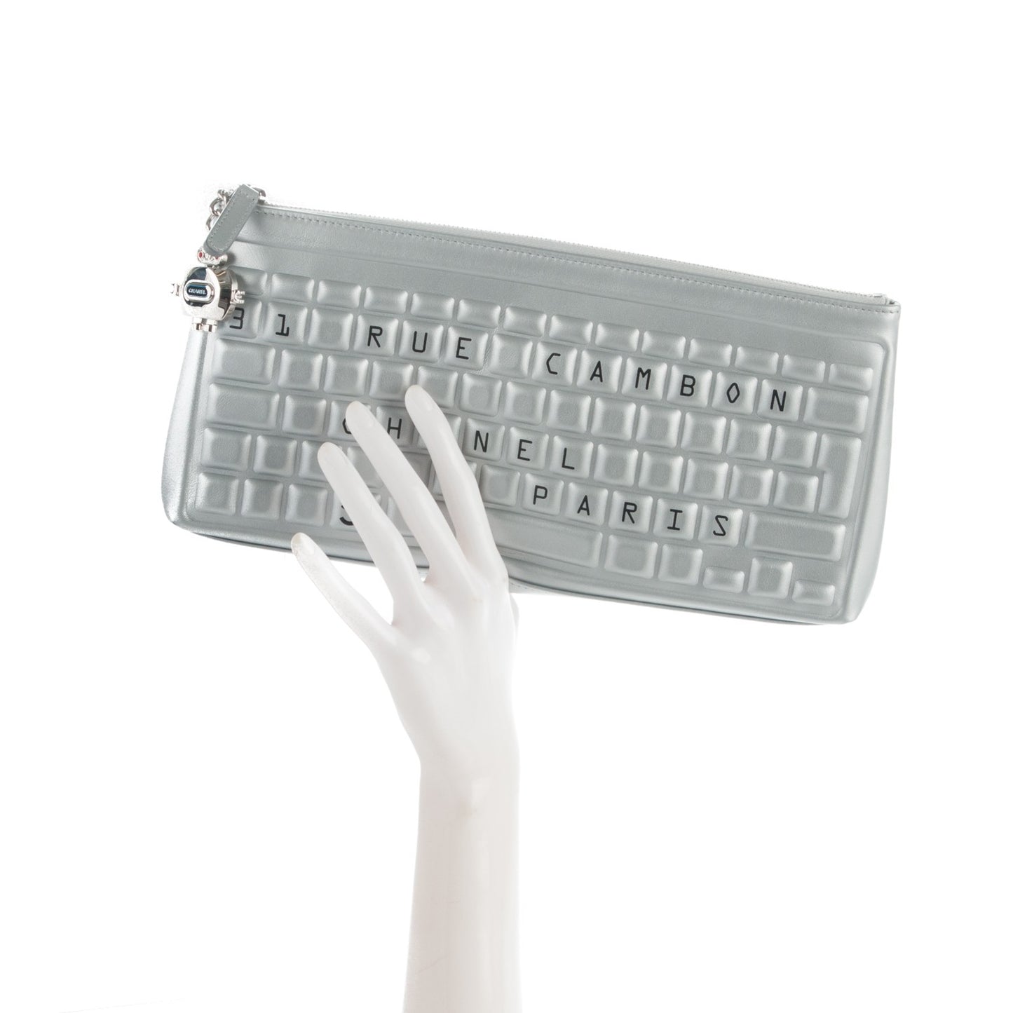 Metallic Calfskin Keyboard Pouch Silver
