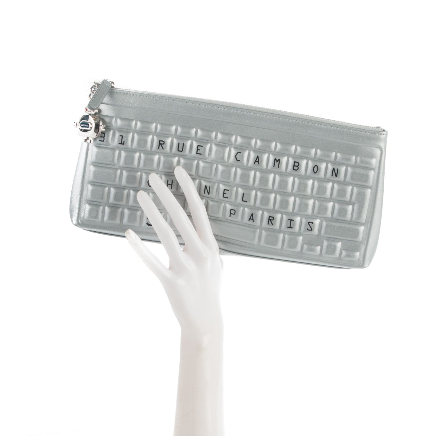 Chanel Metallic Calfskin Keyboard Pouch Silver 2 of 7