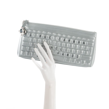 Chanel Metallic Calfskin Keyboard Pouch Silver 2 of 7