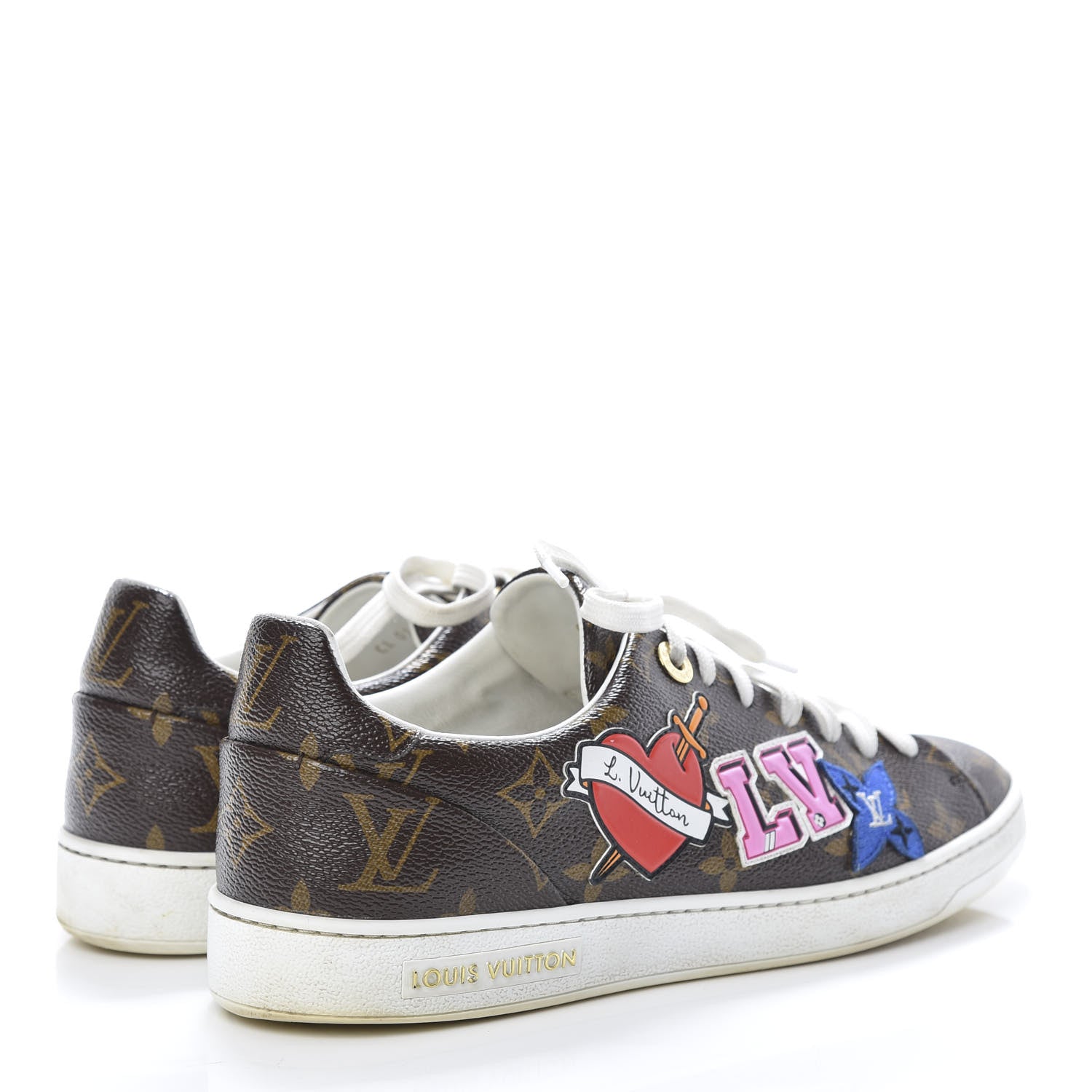Louis Vuitton Calfskin Monogram LV Black Heart Sneakers 38.5 Cacao 4 of 10