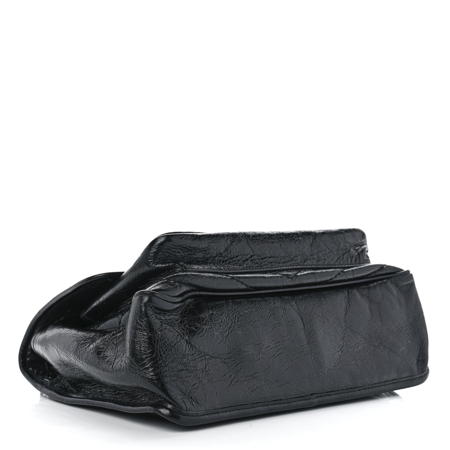 Crinkled Calfskin Matelasse Monogram Medium Niki Chain Satchel Black