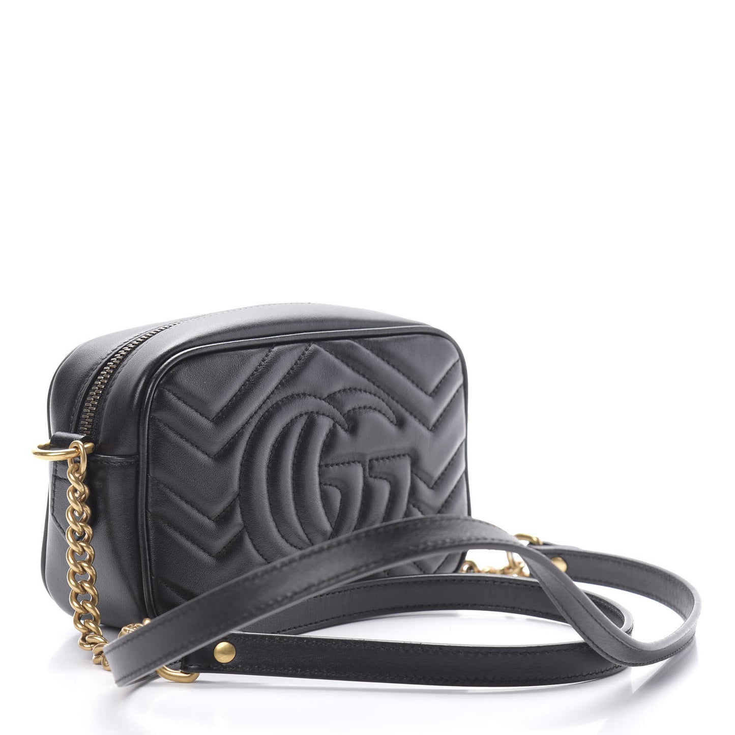 Calfskin Matelasse Mini GG Marmont Chain Shoulder Bag Black