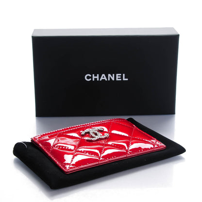 Chanel Patent Quilted Brilliant Card Holder Red 4 of 9