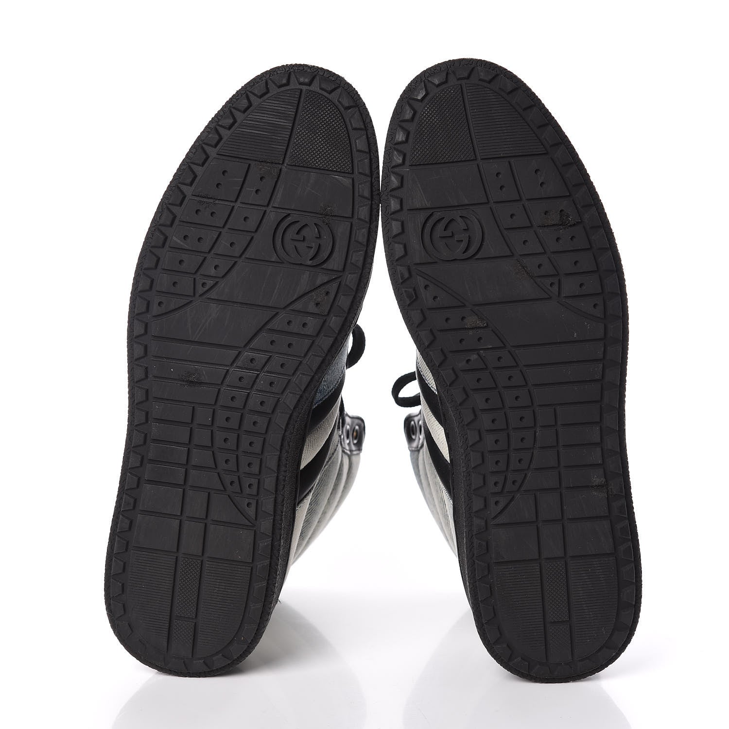 Gucci Washed Marble Denim Womens High Top Sneakers 36.5 Light Blue Black 7 of 10