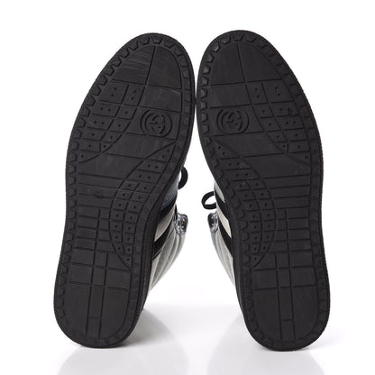 Gucci Washed Marble Denim Womens High Top Sneakers 36.5 Light Blue Black 7 of 10