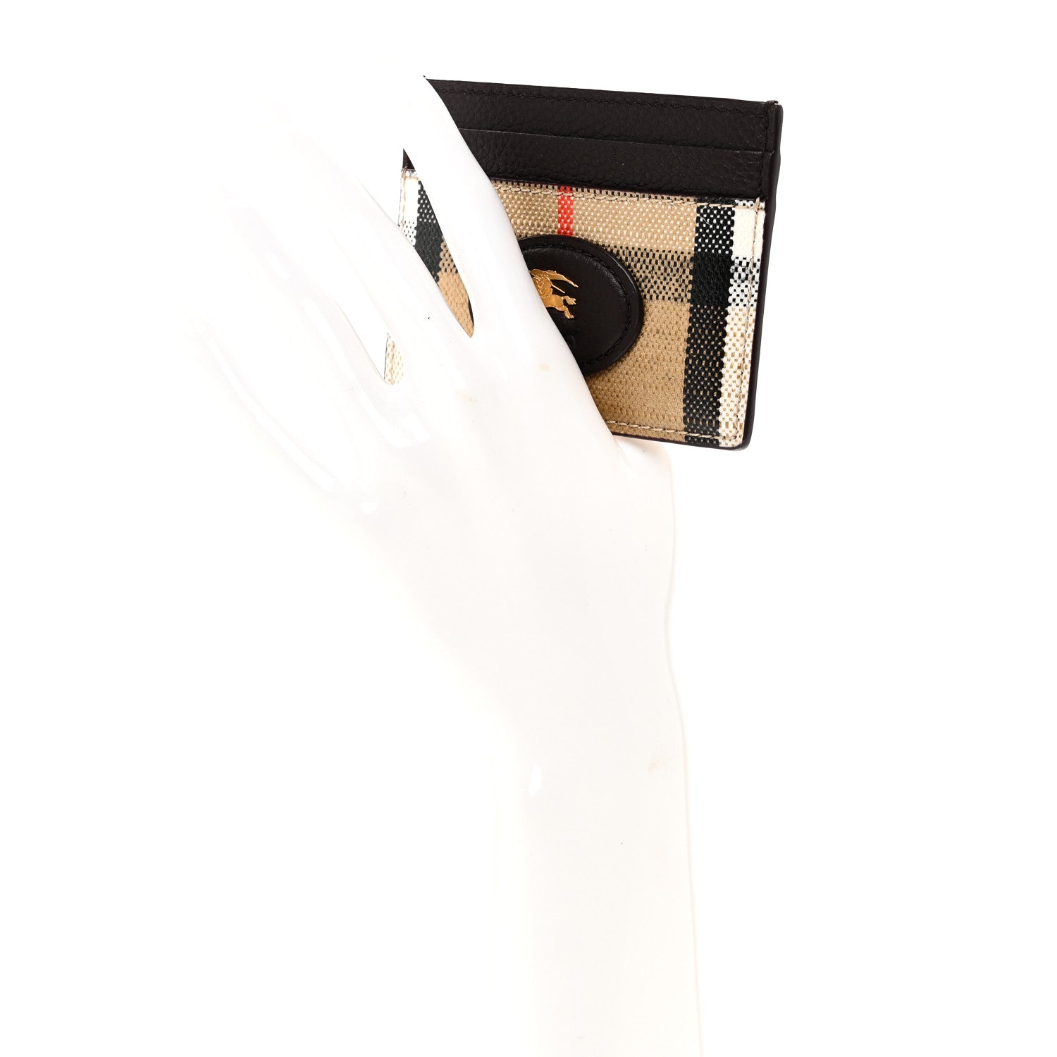 Burberry Grained Calfskin Jacquard Woven Vintage Check Highlands Card Case Sand 2 of 8
