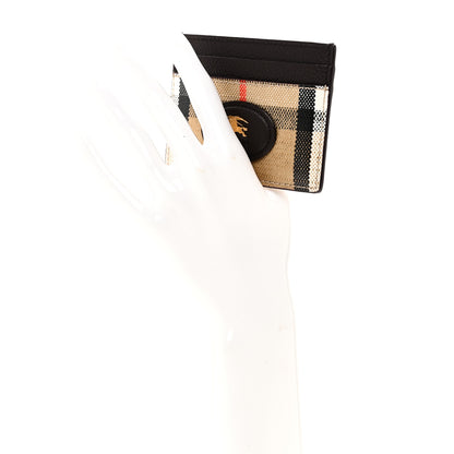 Burberry Grained Calfskin Jacquard Woven Vintage Check Highlands Card Case Sand 2 of 8